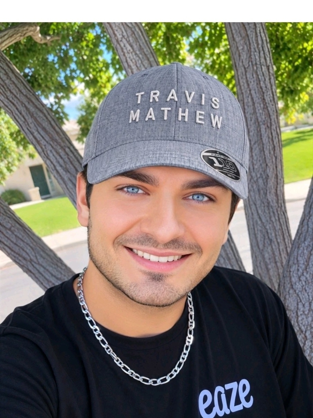 Travis Mathew Hat Cap Snap Back Gray Flexfit Tech Athletic Golf Mens Embroidered